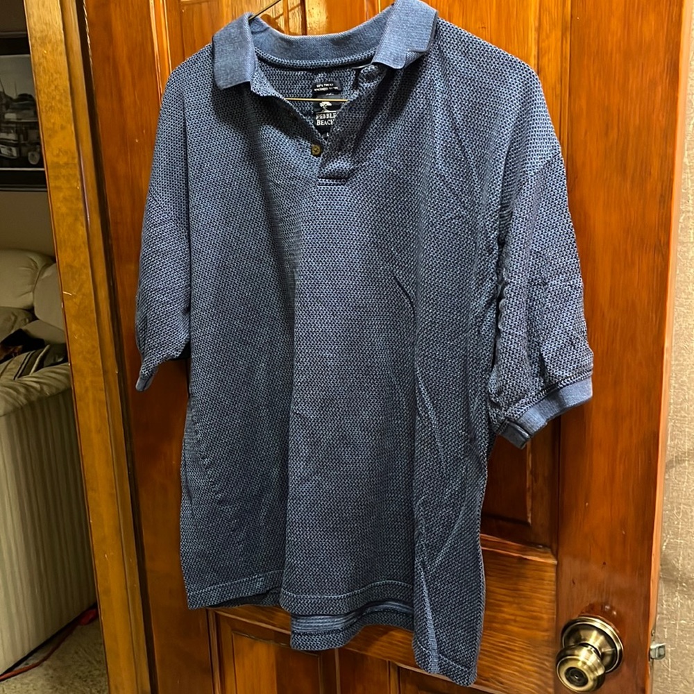 Pebble Beach Golf Polo short sleeve Blue shirt. Mens L. Like new condition.